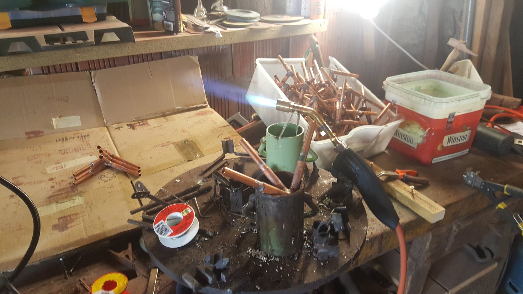 Fabrication artisanale BSA Concept : cuivre, connecteurs et structures — 2018