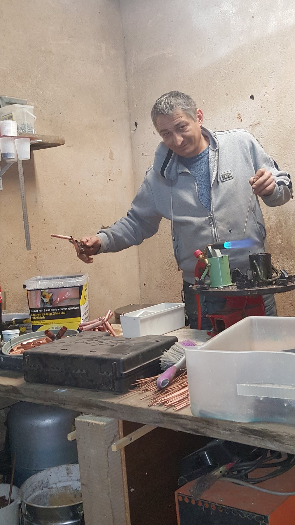 Fabrication artisanale BSA Concept : cuivre, connecteurs et structures — 2018