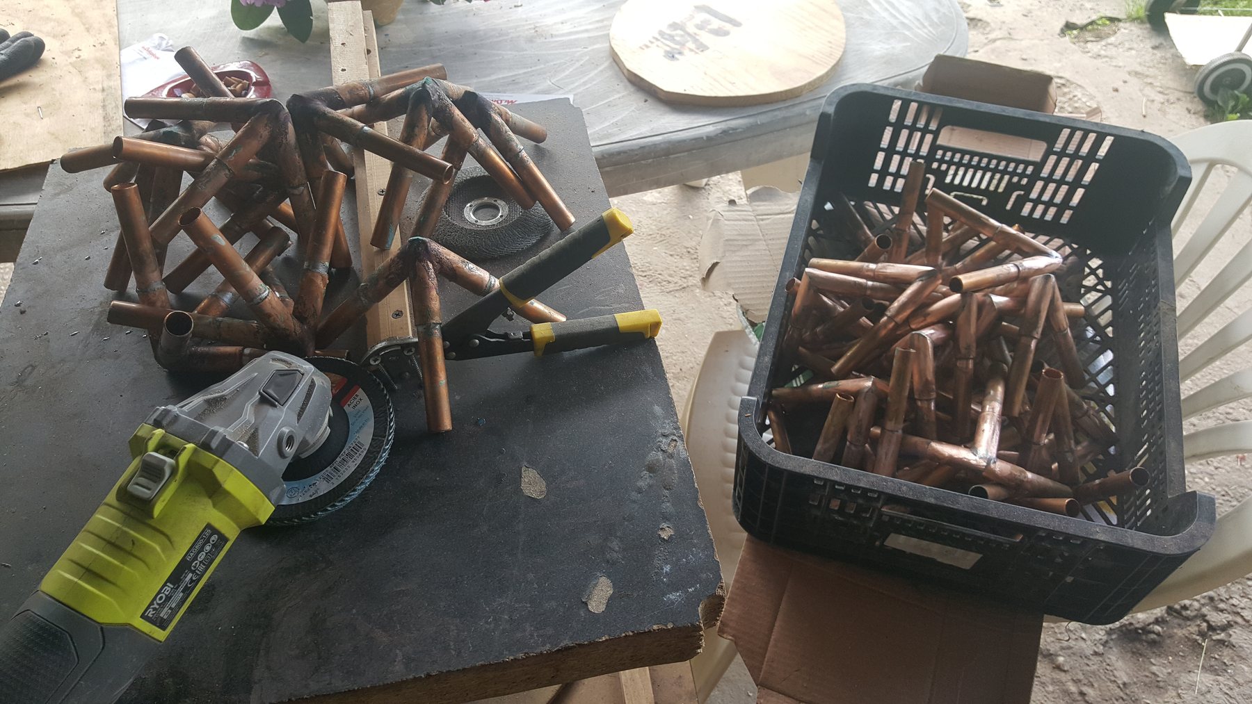 Fabrication artisanale BSA Concept : cuivre, connecteurs et structures — 2018