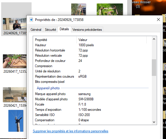 Métadonnées appareil photo Samsung utilisées pour la photographie BSA 2024